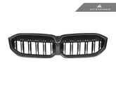 2023-2026 BMW 3-Series (G20/G21) LCI Dry Carbon Fiber Dual-Slat Front Grille | AutoTecknic