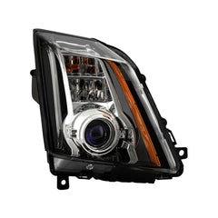Xenon HID projector headlight for 2008-2014 Cadillac CTS & CTS-V, showing the front lighting assembly with black housing.