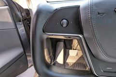 Tesla Model 3 / Y Upgraded Steering Yoke (Latest Version) - Black Nappa Airbag Cover with Carbon | Hansshow