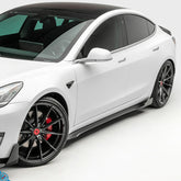 Tesla Model 3 Volta Aero Genuine Pre-Preg Carbon Fiber Side Skirt Extensions | Vorsteiner