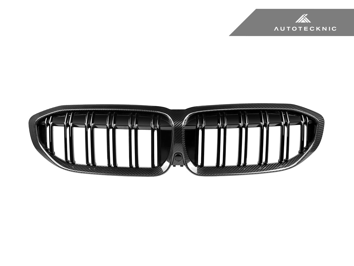 2019-2022 BMW 3-Series (G20) Dual-Slat Dry Carbon Fiber Front Grilles | AutoTecknic