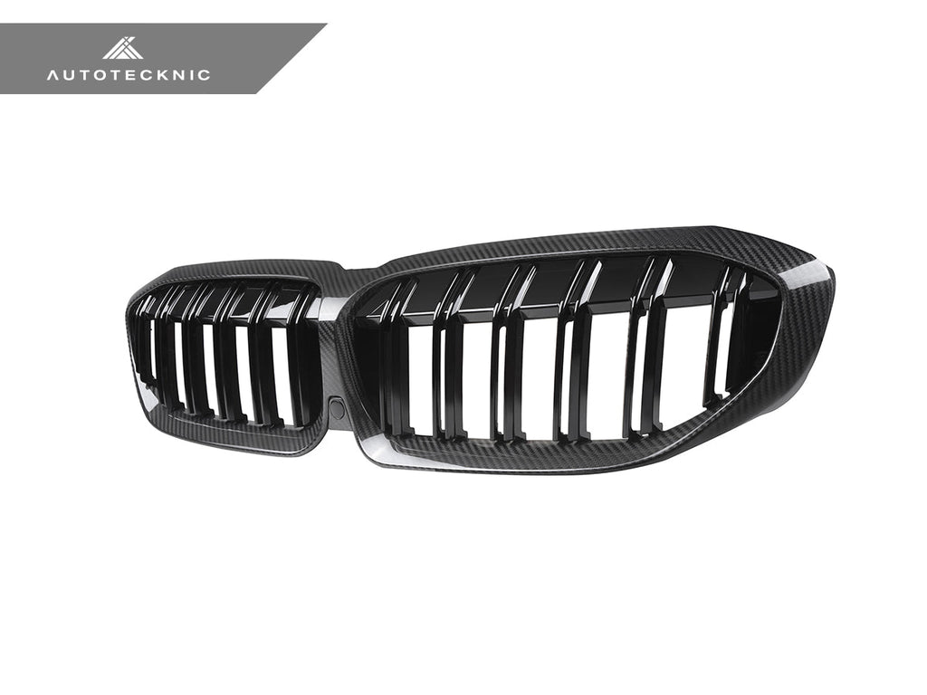 2019-2022 BMW 3-Series (G20) Dual-Slat Dry Carbon Fiber Front Grilles | AutoTecknic