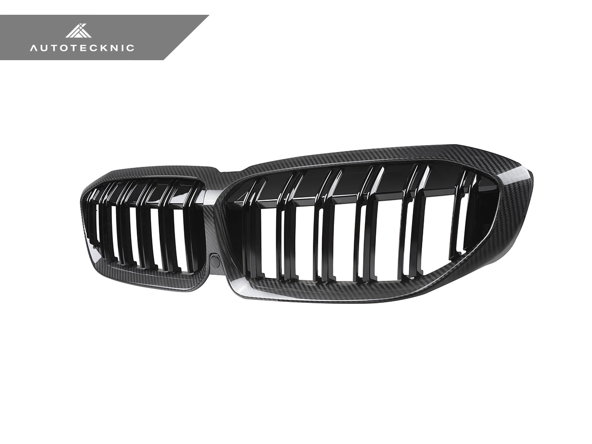 2019-2022 BMW 3-Series (G20) Dual-Slat Dry Carbon Fiber Front Grilles | AutoTecknic