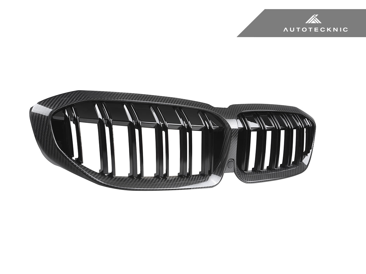 2019-2022 BMW 3-Series (G20) Dual-Slat Dry Carbon Fiber Front Grilles | AutoTecknic