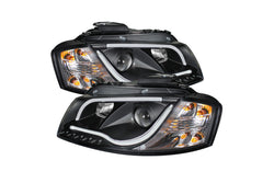 2006-2008 Audi A4 (B7) DRL Lightbar Black Housing Projector Headlights | SPYDER