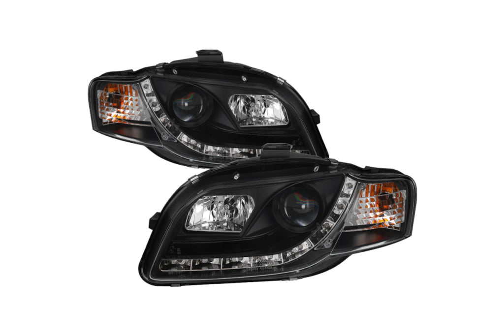 2006-2008 Audi A4 (B7) DRL Lightbar Style Black Housing Projector Headlights | SPYDER
