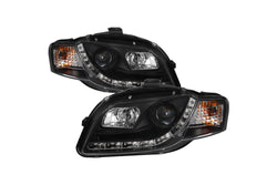2006-2008 Audi A4 (B7) DRL Lightbar Style Black Housing Projector Headlights | SPYDER