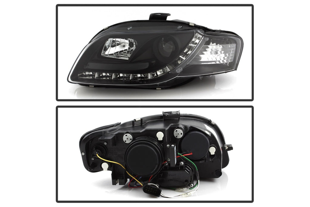 2006-2008 Audi A4 (B7) DRL Lightbar Style Black Housing Projector Headlights | SPYDER