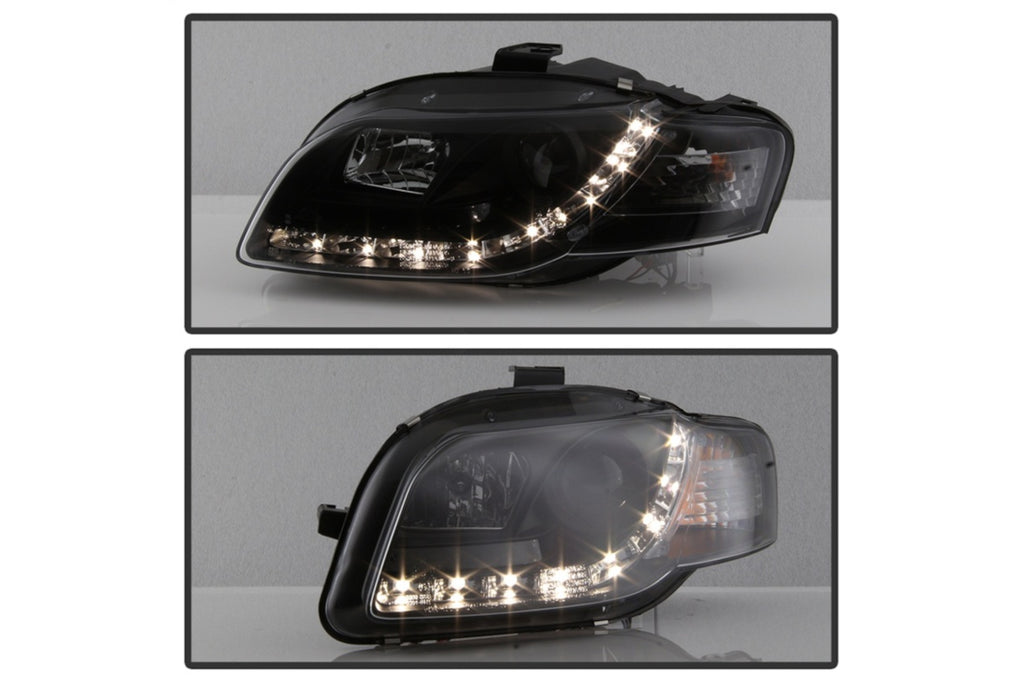 2006-2008 Audi A4 (B7) DRL Lightbar Style Black Housing Projector Headlights | SPYDER