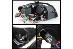 2006-2008 Audi A4 (B7) Black Housing Projector Headlights with DRL Lightbar | SPYDER