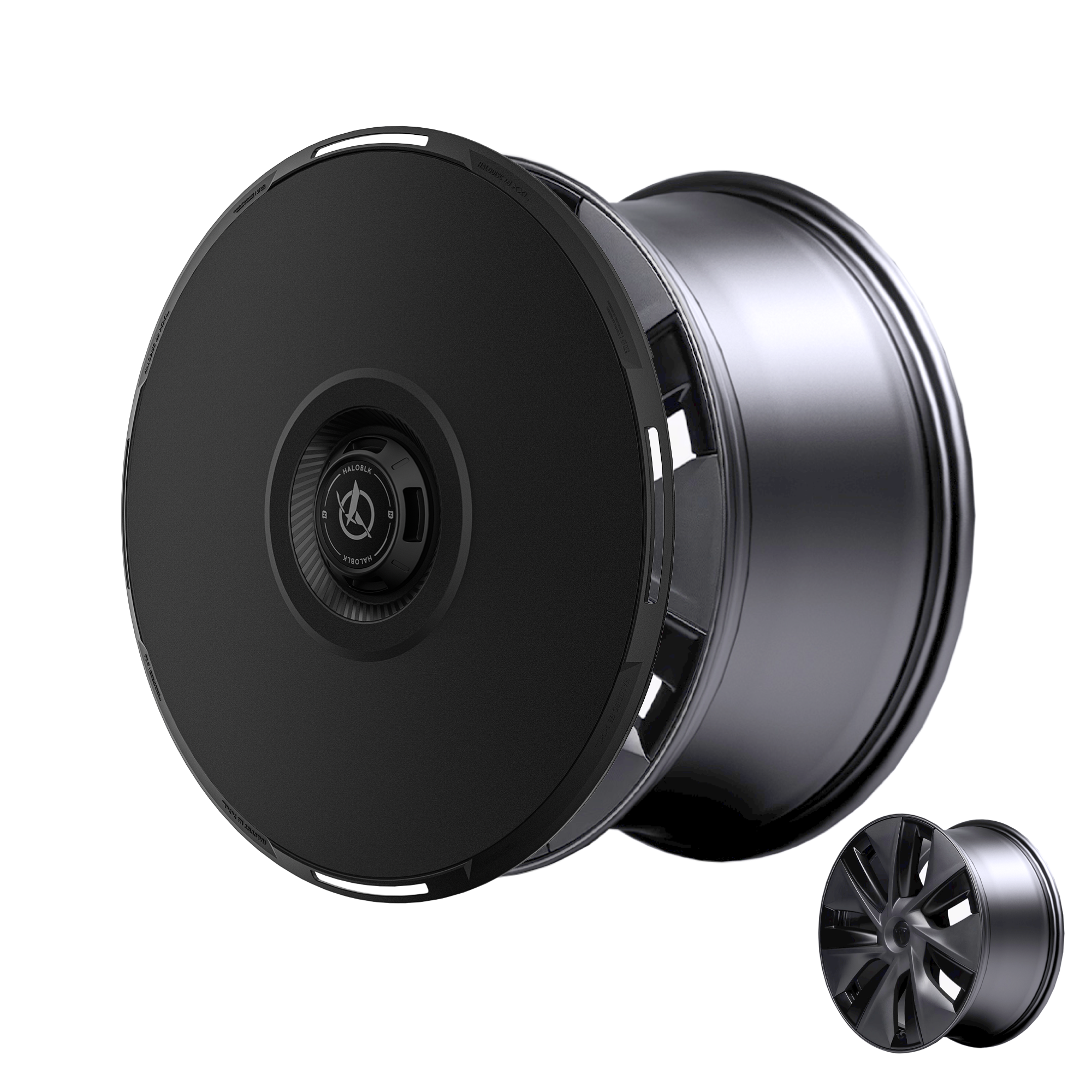 2020-2025 Tesla Model Y (1st-Gen) HALODISC 2 Aerodynamic Style Ready-to-Paint Wheel Covers (Set of 4) | HALOBLK