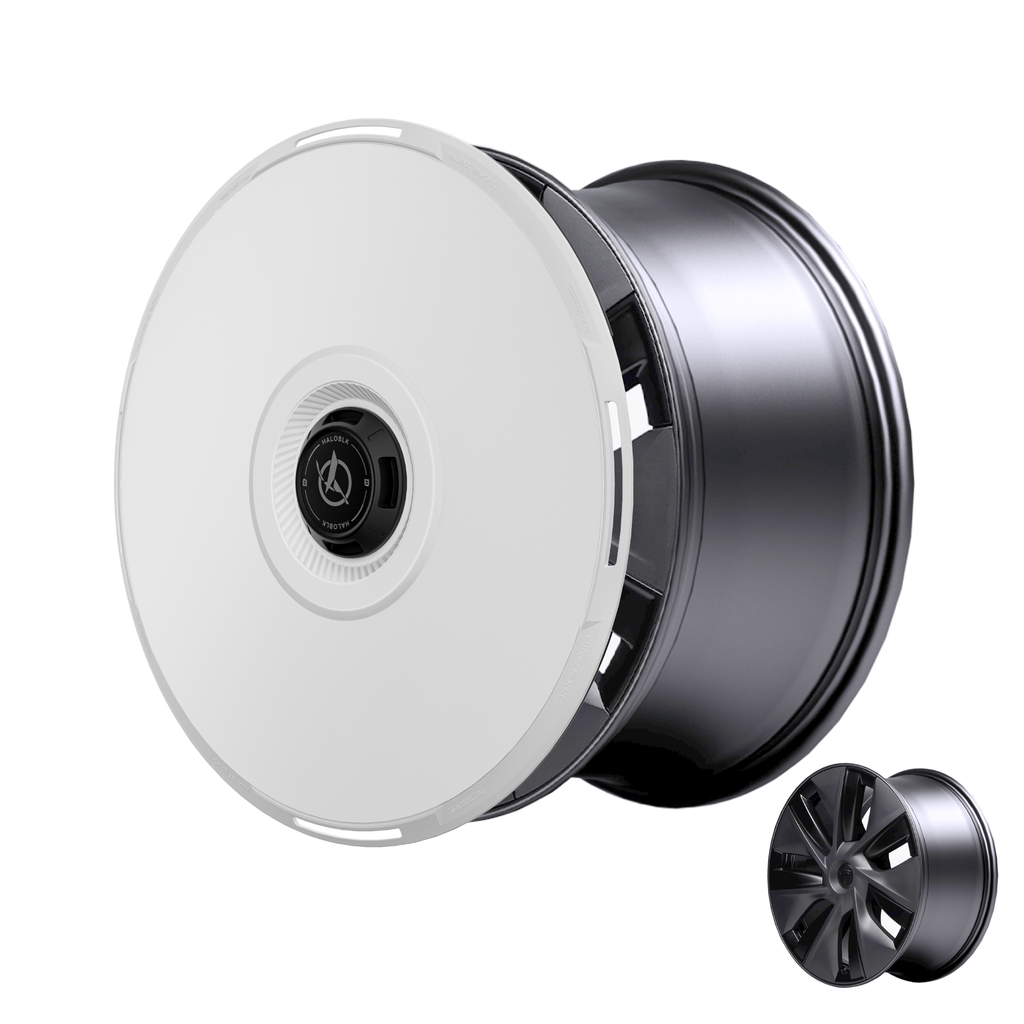 2020-2025 Tesla Model Y (1st-Gen) HALODISC 2 Aerodynamic Style Ready-to-Paint Wheel Covers (Set of 4) | HALOBLK