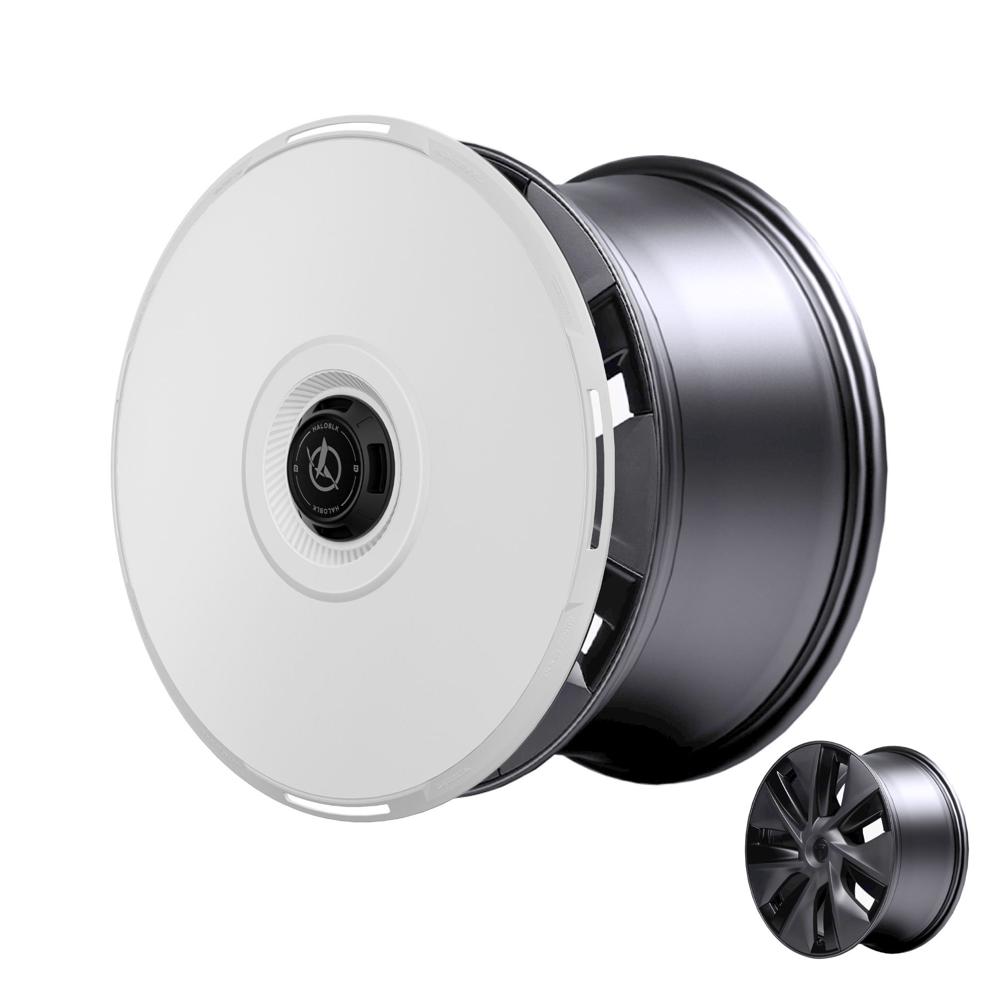 2020-2025 Tesla Model Y (1st-Gen) HALODISC 2 Aerodynamic Style Ready-to-Paint Wheel Covers (Set of 4) | HALOBLK