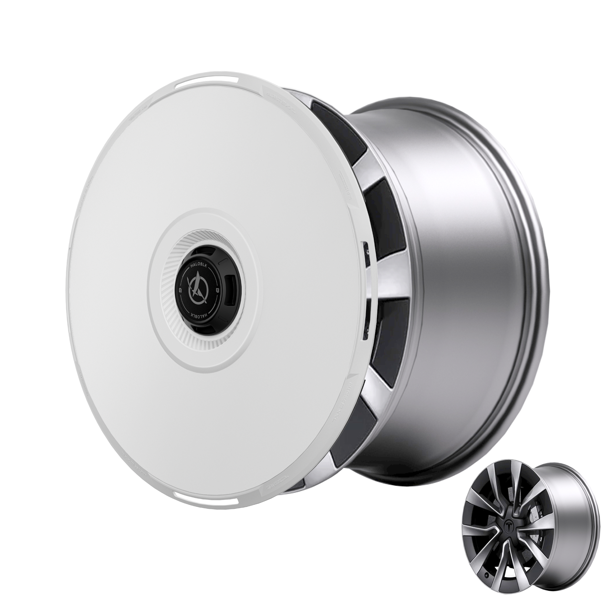 2024-2026 Tesla Model 3 (Highland) HALODISC 2 Ready-to-Paint (RTP) Customizable Wheel Covers (Set of 4) | HALOBLK