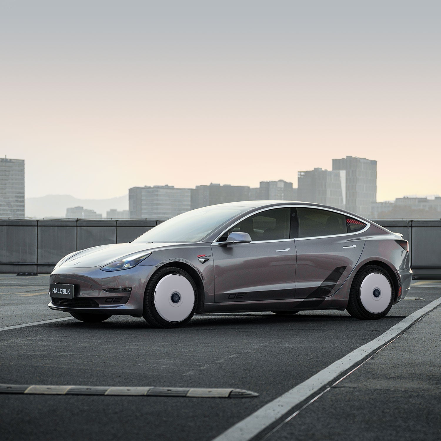 2017-2023 Tesla Model 3 (1st-Gen) HALODISC 2 Ready-to-Paint (RTP) Customizable Wheel Covers (Set of 4) | HALOBLK