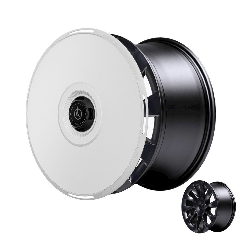 2020-2025 Tesla Model Y (1st-Gen) HALODISC 2 Aerodynamic Style Ready-to-Paint Wheel Covers (Set of 4) | HALOBLK