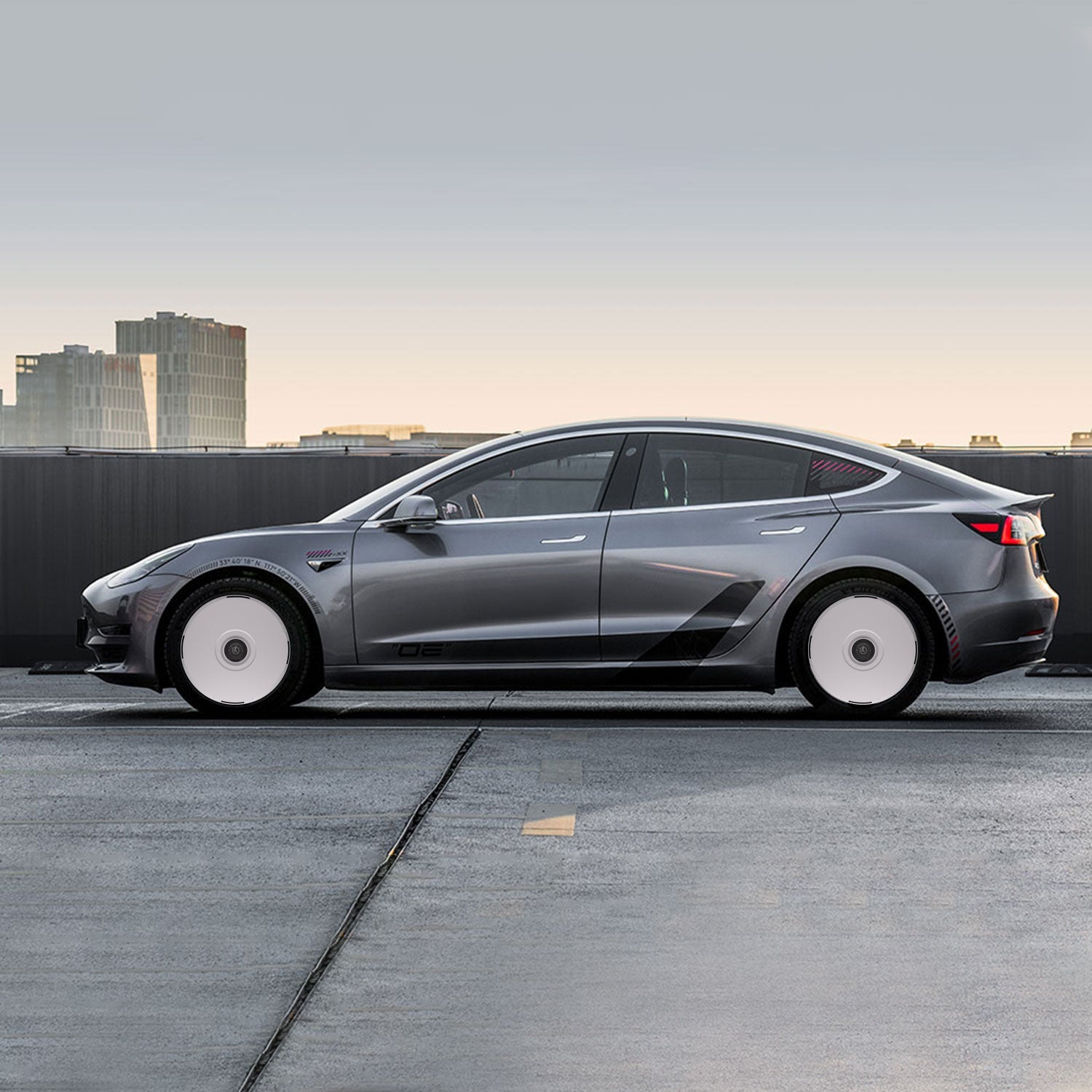 2017-2023 Tesla Model 3 (1st-Gen) HALODISC 2 Ready-to-Paint (RTP) Customizable Wheel Covers (Set of 4) | HALOBLK