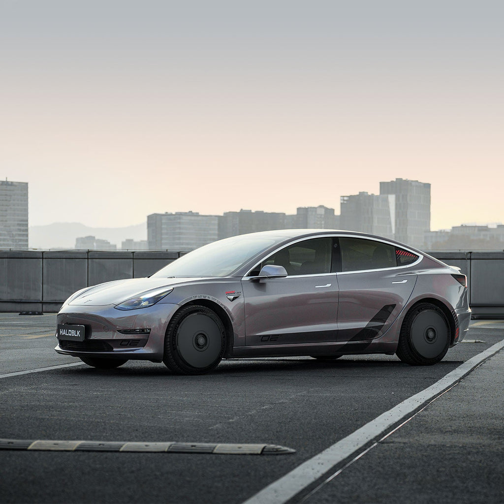 2017-2023 Tesla Model 3 (1st-Gen) HALODISC 2 Ready-to-Paint (RTP) Customizable Wheel Covers (Set of 4) | HALOBLK