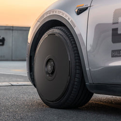 2020-2025 Tesla Model Y (1st-Gen) HALODISC 2 Aerodynamic Style Ready-to-Paint Wheel Covers (Set of 4) | HALOBLK
