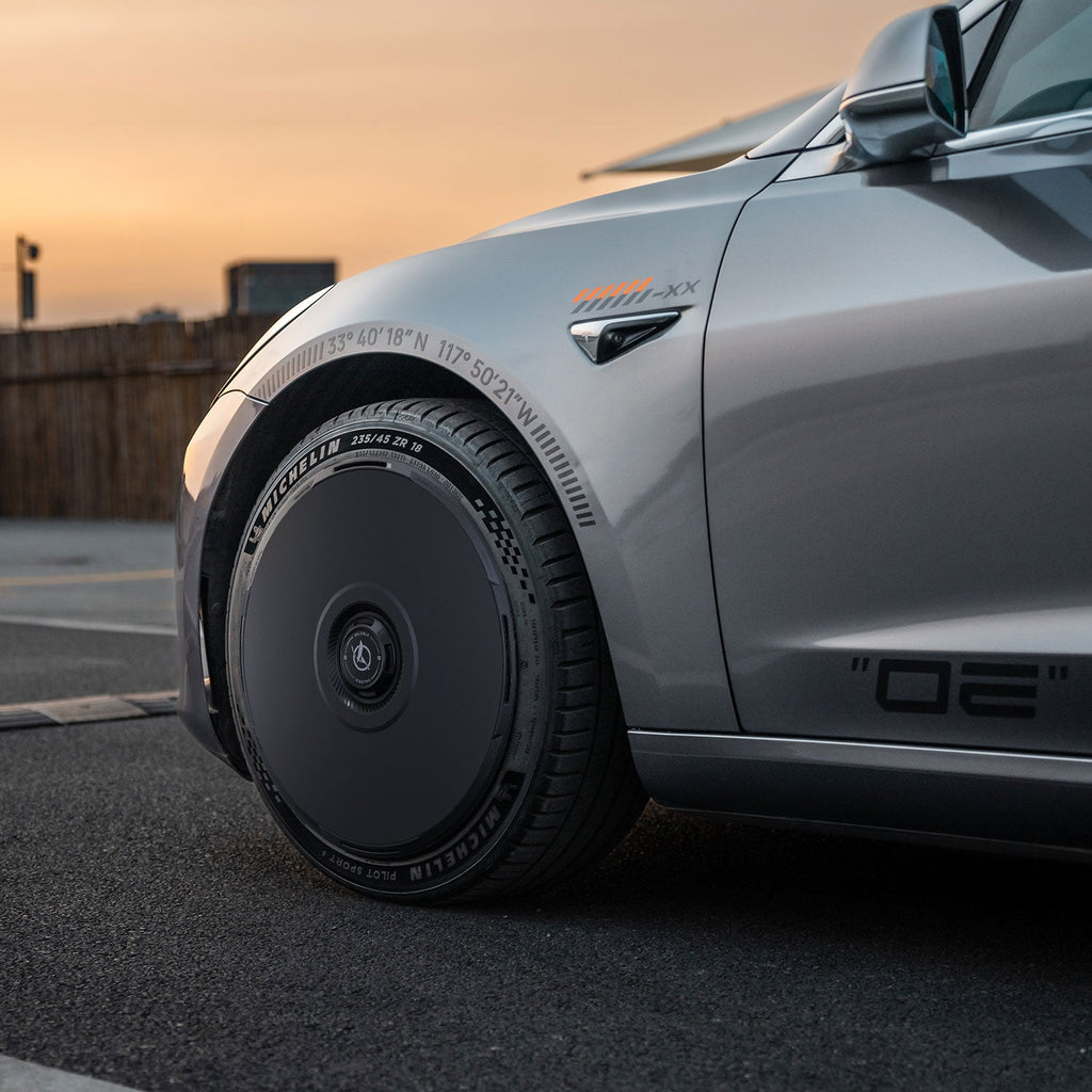 2017-2023 Tesla Model 3 (1st-Gen) HALODISC 2 Ready-to-Paint (RTP) Customizable Wheel Covers (Set of 4) | HALOBLK