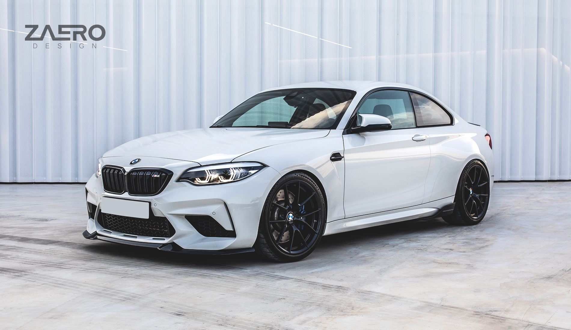 2019-2021 BMW M2 Competition (F87) EVO-S Gloss Black Front Splitter | Zaero Design USA