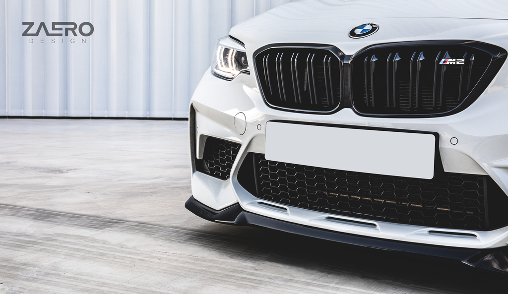 2019-2021 BMW M2 Competition (F87) EVO-S Gloss Black Front Splitter | Zaero Design USA