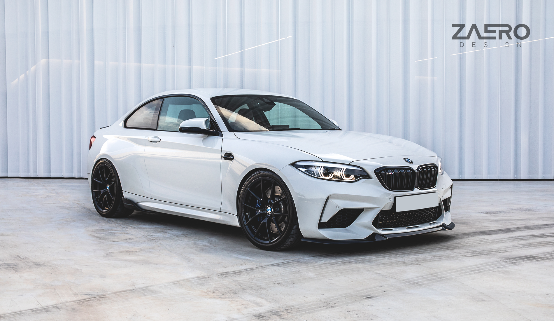 2019-2021 BMW M2 Competition (F87) EVO-S Gloss Black Front Splitter | Zaero Design USA