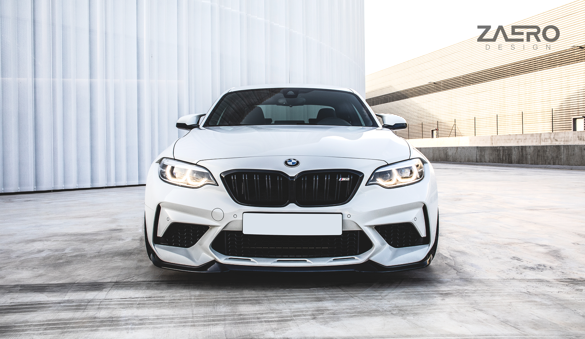 2019-2021 BMW M2 Competition (F87) EVO-S Gloss Black Front Splitter | Zaero Design USA