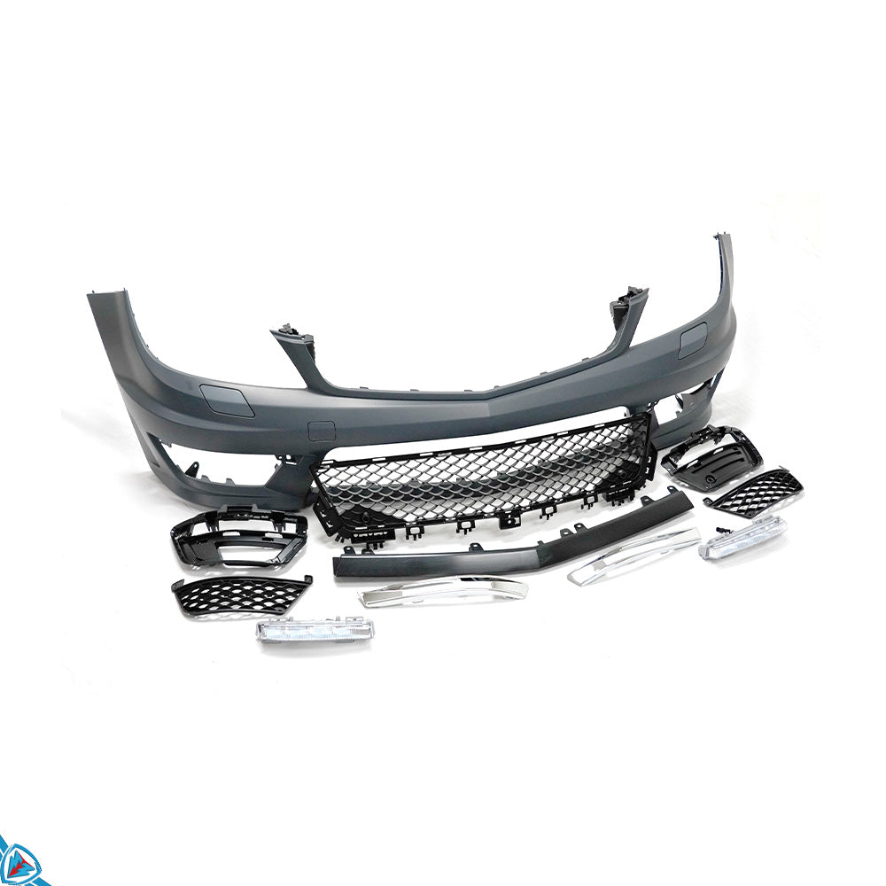 2012-2014 Mercedes-Benz C-Class Facelift (W204) C63 AMG Style Polypropylene Front Bumper Conversion Kit | E3Tuning Main image