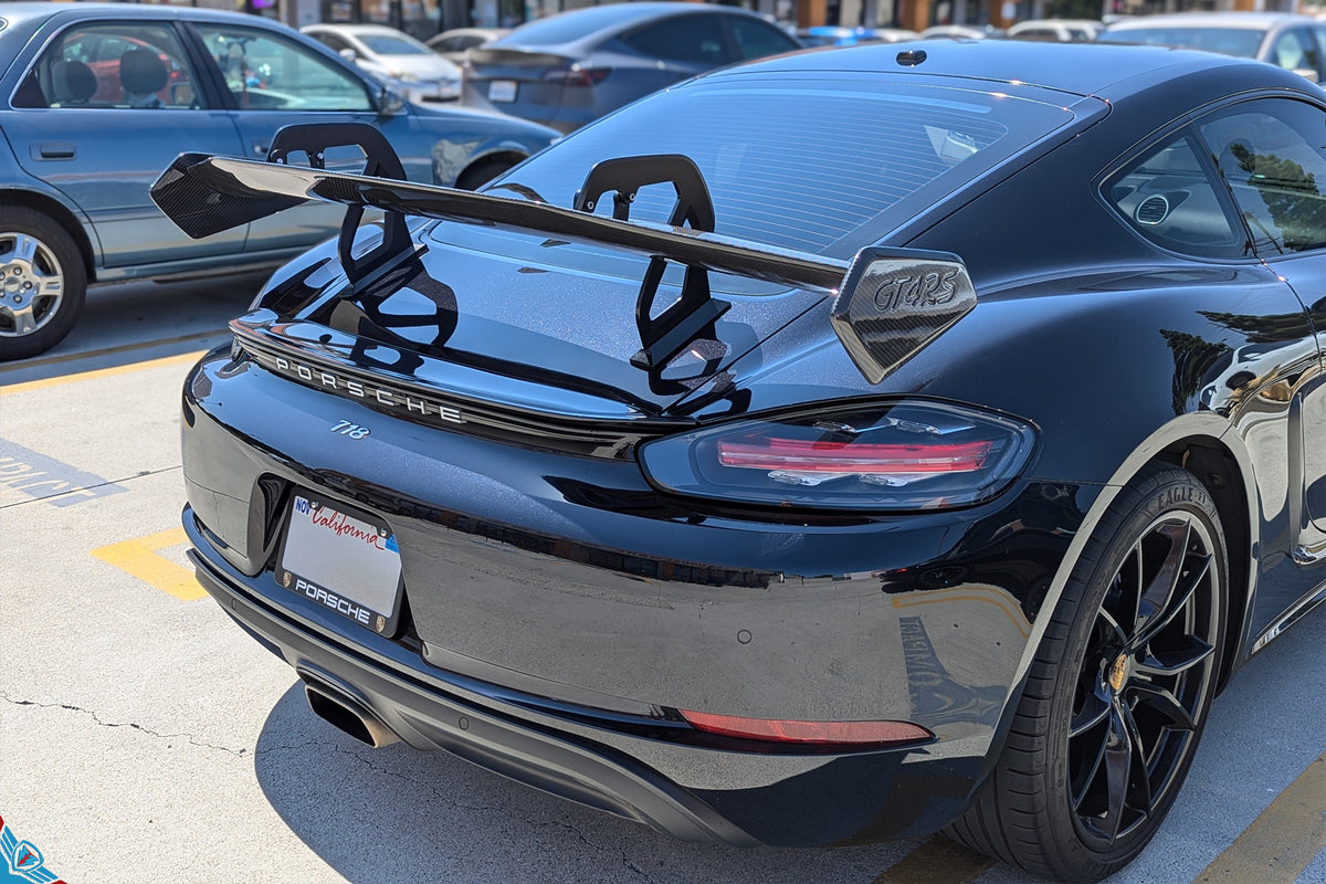 Porsche 718 Boxster & Cayman (982) Dry Carbon GT4 RS Style Swan Neck Wing FYBR Aero