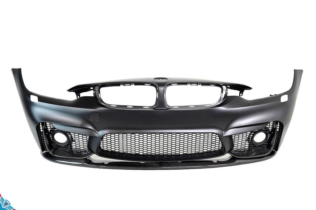 2014-2020 BMW 4 Series (F32/F33/F36) M Performance Style Carbon Fiber 3-Piece Front Lip (M4 Conversion Bumper Only) | FYBR Aerodynamics