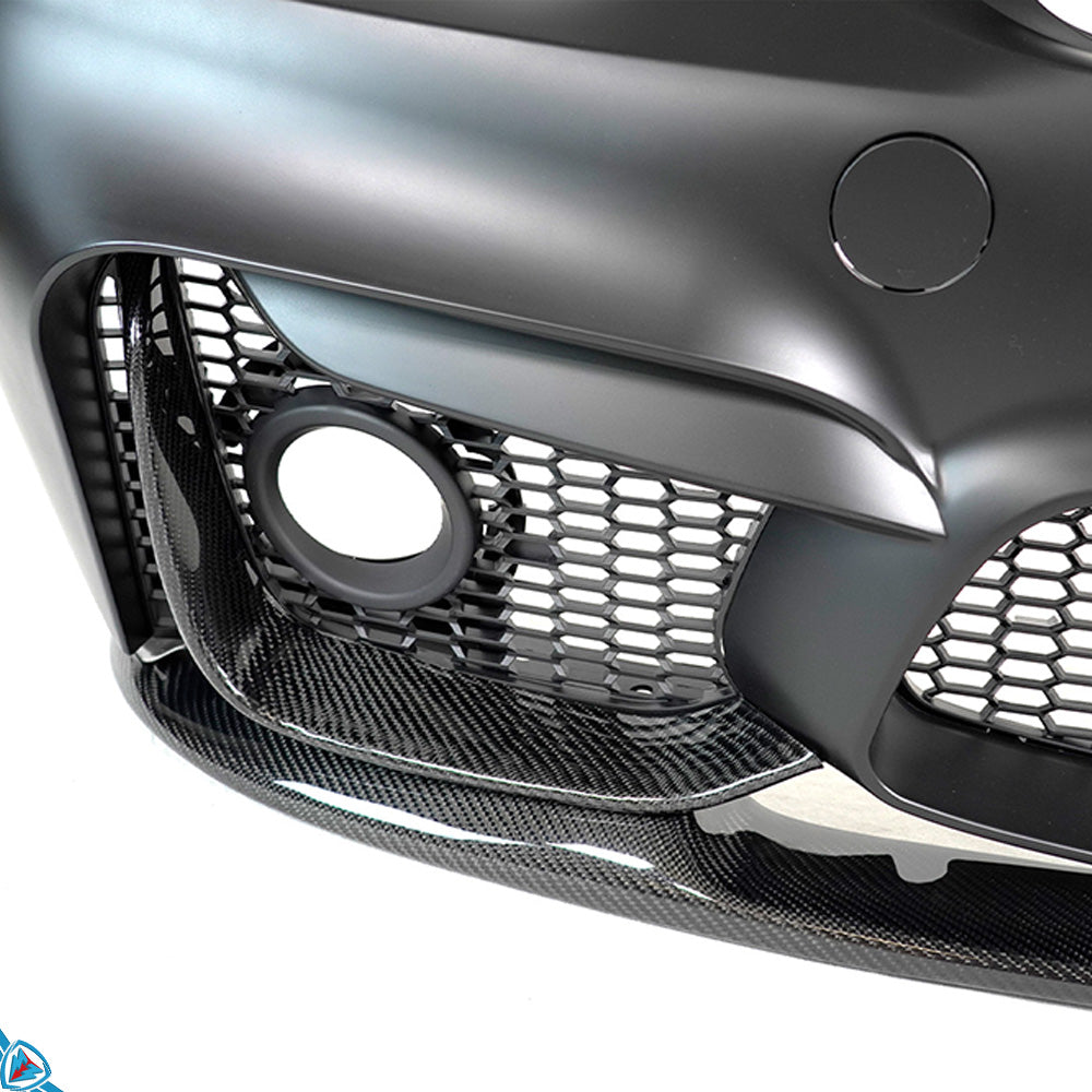 2014-2020 BMW 4 Series (F32/F33/F36) M Performance Style Carbon Fiber 3-Piece Front Lip (M4 Conversion Bumper Only) | FYBR Aerodynamics