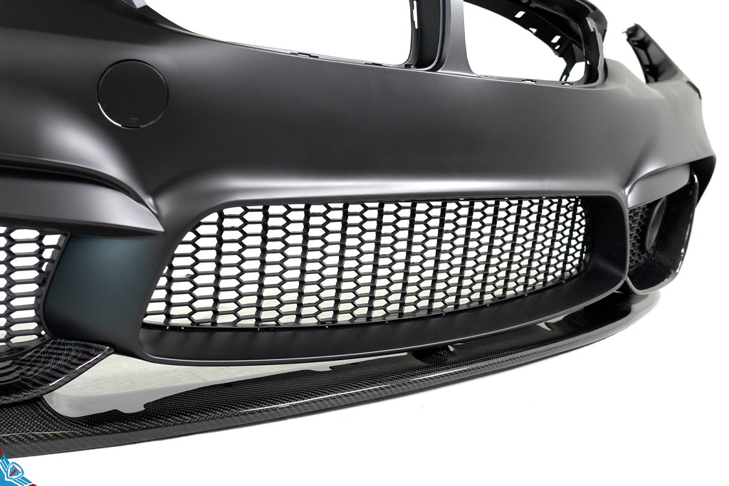 2014-2020 BMW 4 Series (F32/F33/F36) M Performance Style Carbon Fiber 3-Piece Front Lip (M4 Conversion Bumper Only) | FYBR Aerodynamics