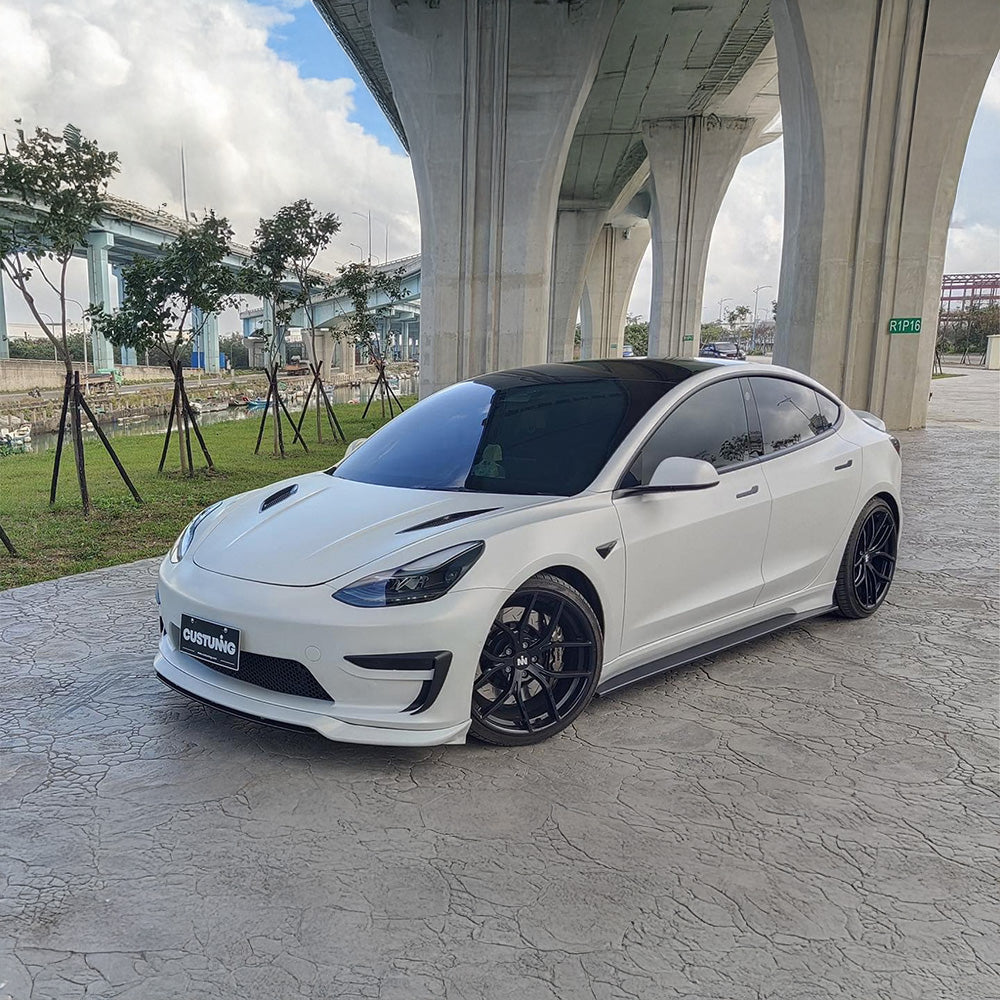 2017-2023 Tesla Model 3 (1st Gen) Front Facia Upgrade (Front Bumper + Lip) | CUSTuning