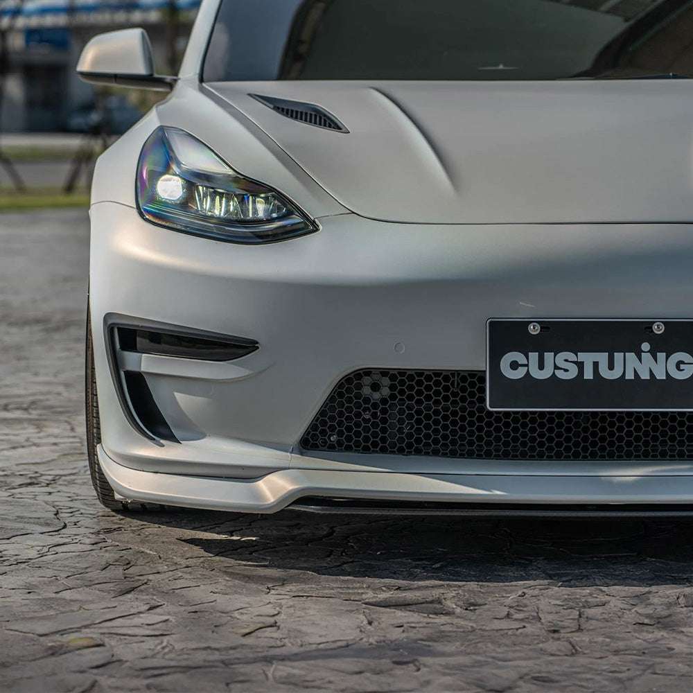2017-2023 Tesla Model 3 (1st Gen) Front Facia Upgrade (Front Bumper + Lip) | CUSTuning Main image