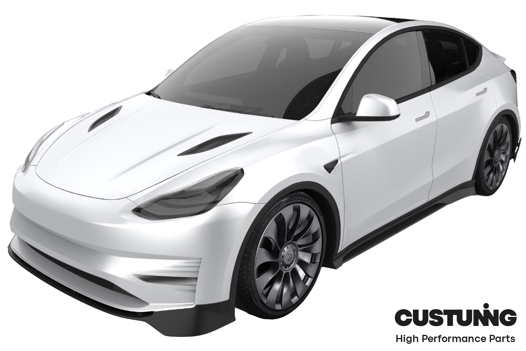 CUSTUNING Tesla Model Y Front Facia Upgrade (Front Bumper + Lip)