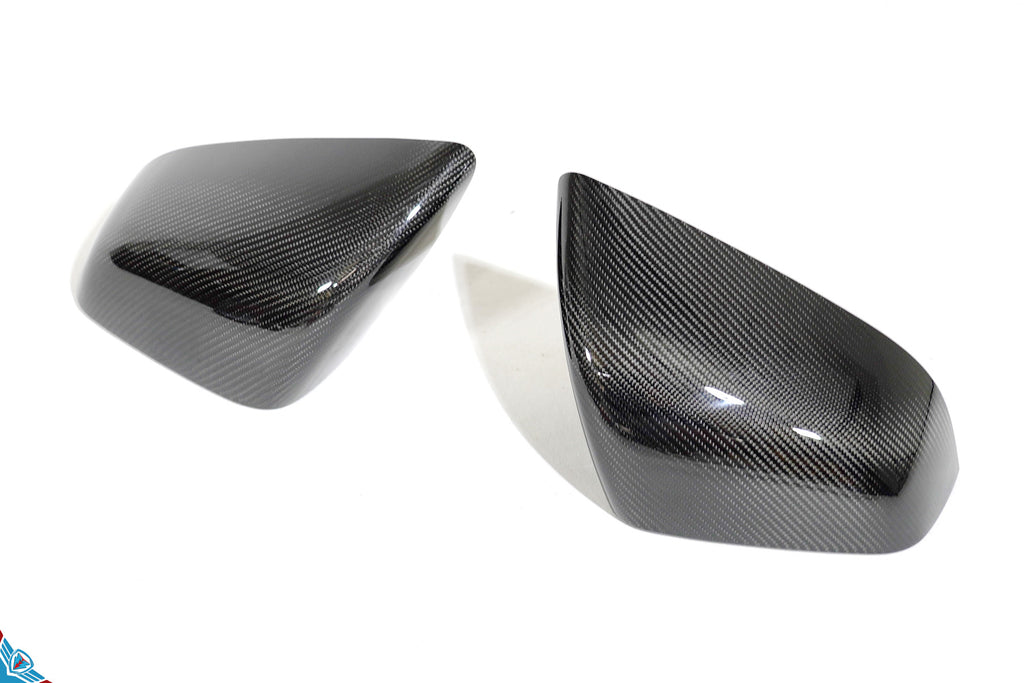 2016-2026 Tesla Model X OEM Design Dry Carbon Fiber Mirror Cover Overlays | FYBR Aerodynamics