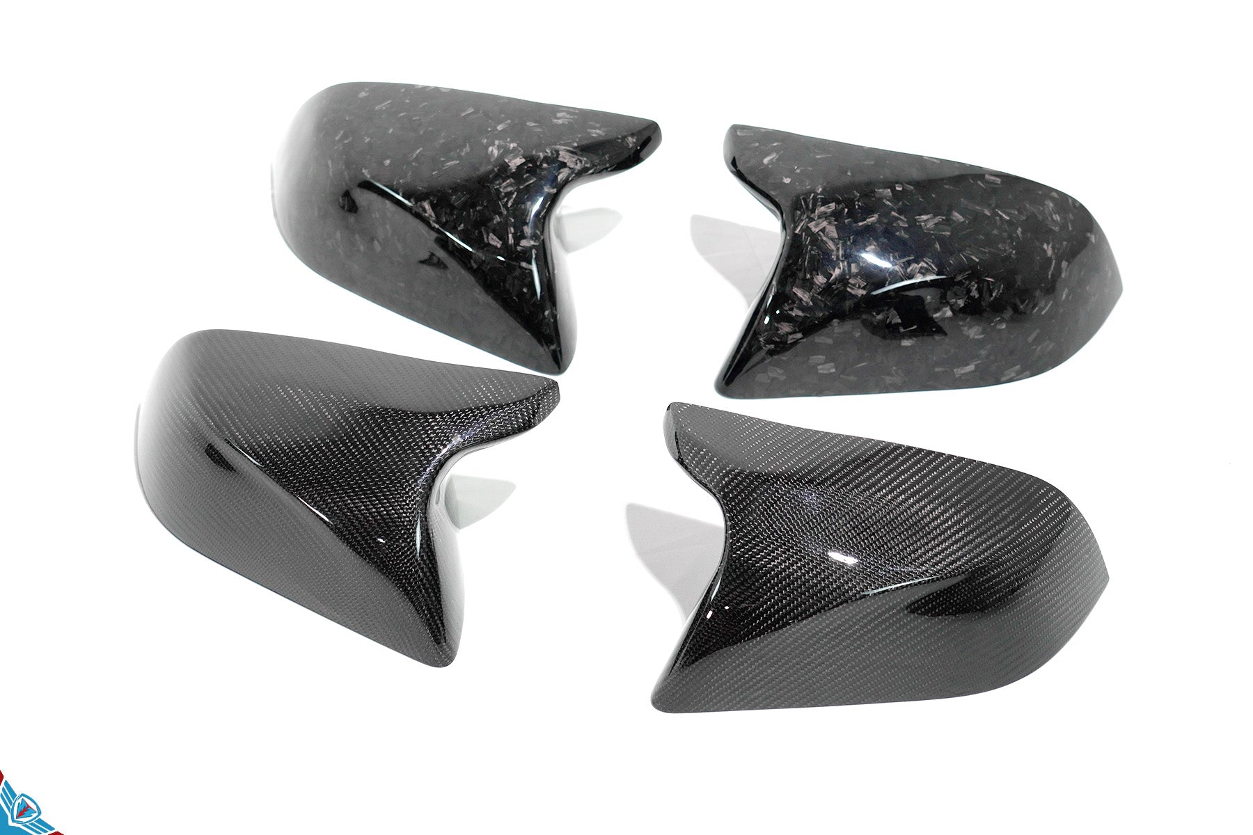 Tesla Model 3 Full Replacement Carbon Fiber Bull Horn Mirror Covers [Various Finishes] | FYBR Aerodynamics Main image