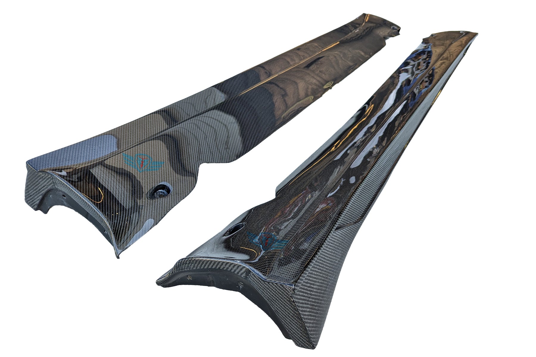 2020-2023 Tesla Model Y (MK1) SHX Style Genuine Carbon Fiber Full Replacement Side Skirts | FYBR Aerodynamics