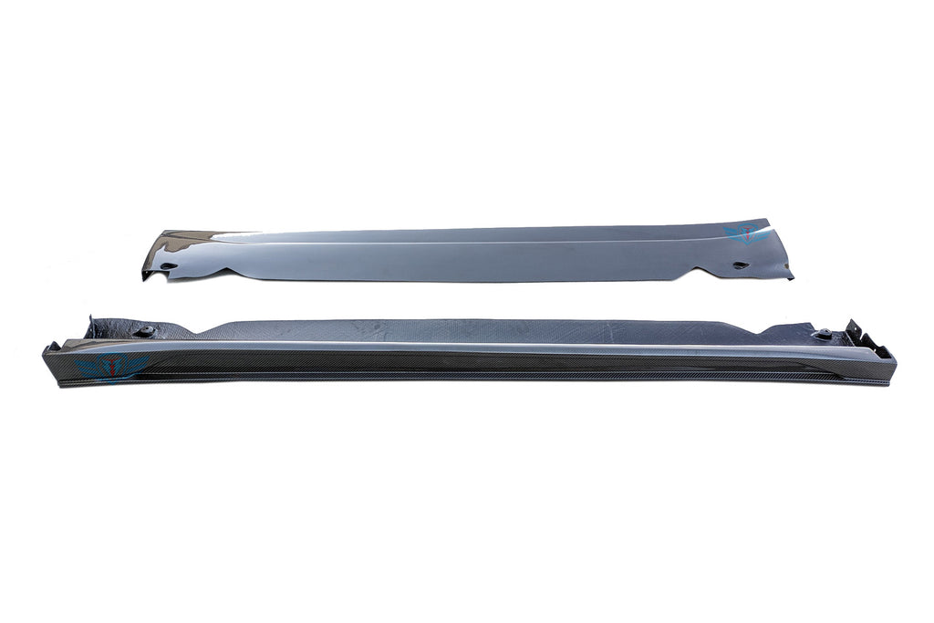 2020-2023 Tesla Model Y (MK1) SHX Style Genuine Carbon Fiber Full Replacement Side Skirts | FYBR Aerodynamics