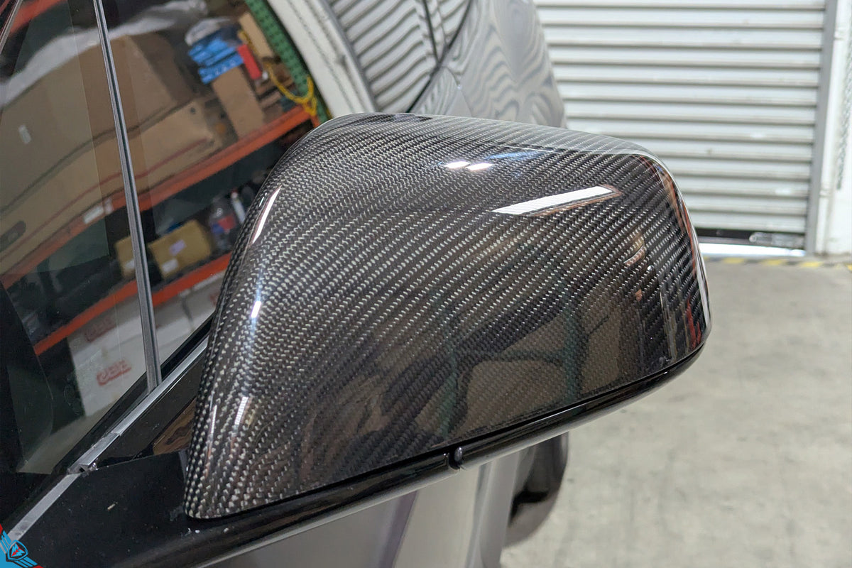Tesla Model X OEM Overlay Dry Carbon Fiber Mirror Covers FYBR Aero