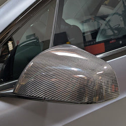 2016-2026 Tesla Model X OEM Design Dry Carbon Fiber Mirror Cover Overlays | FYBR Aerodynamics