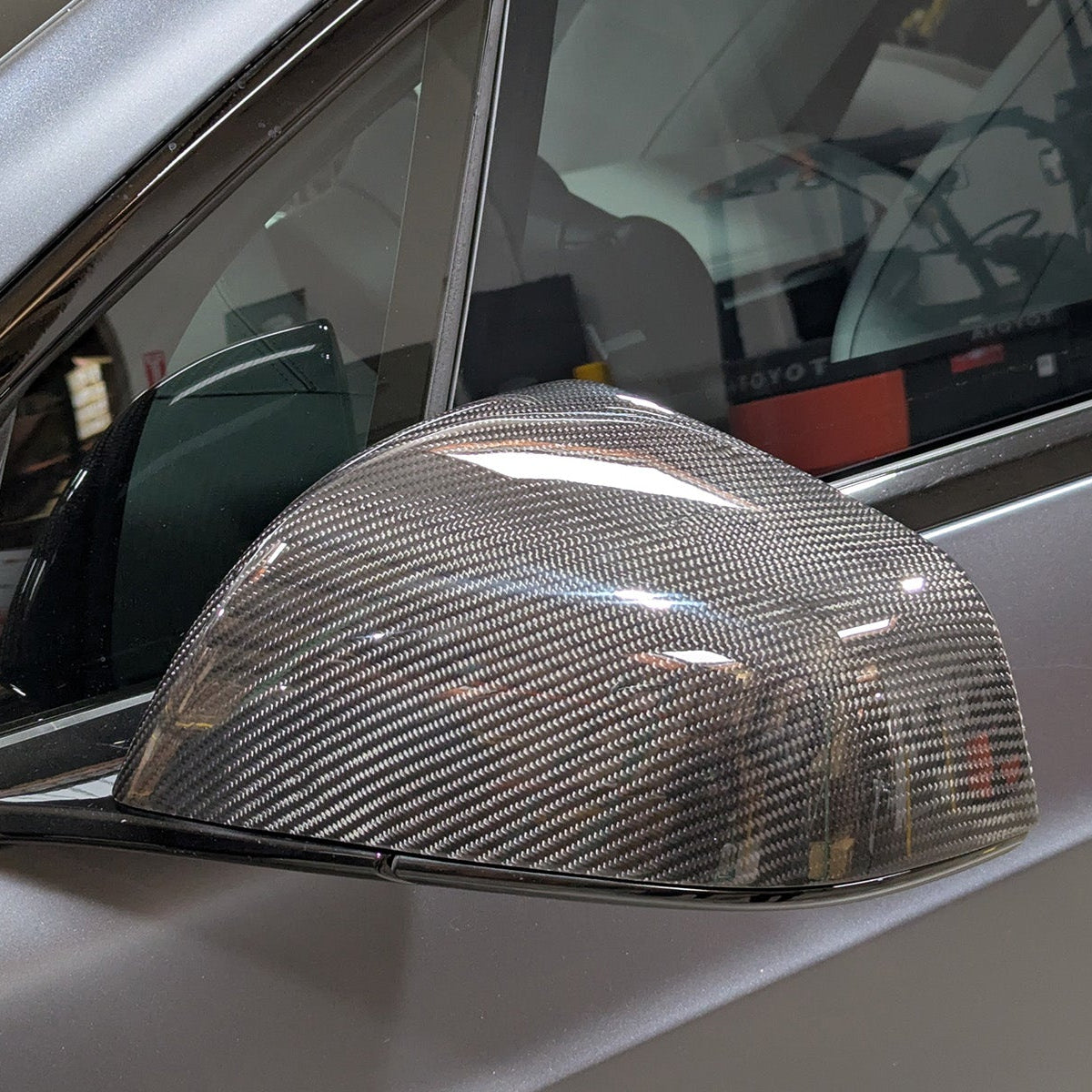 2016-2026 Tesla Model X OEM Design Dry Carbon Fiber Mirror Cover Overlays | FYBR Aerodynamics
