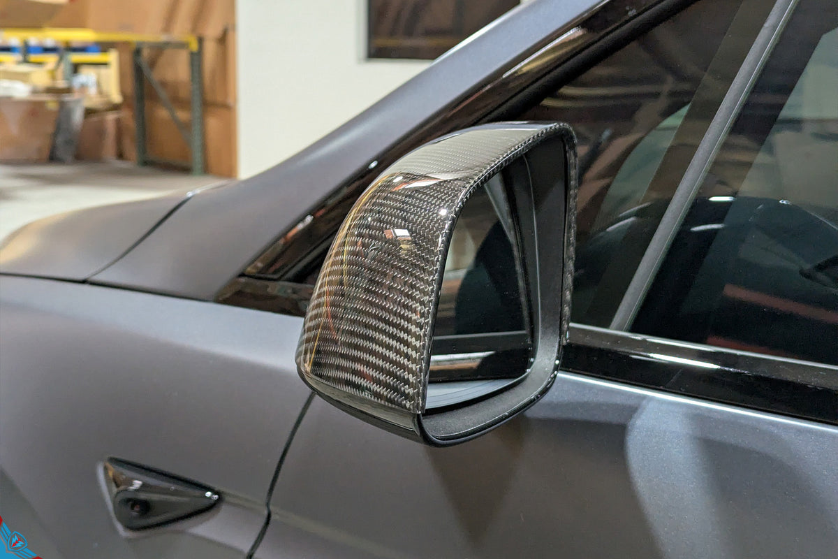 Tesla Model X OEM Overlay Dry Carbon Fiber Mirror Covers FYBR Aero