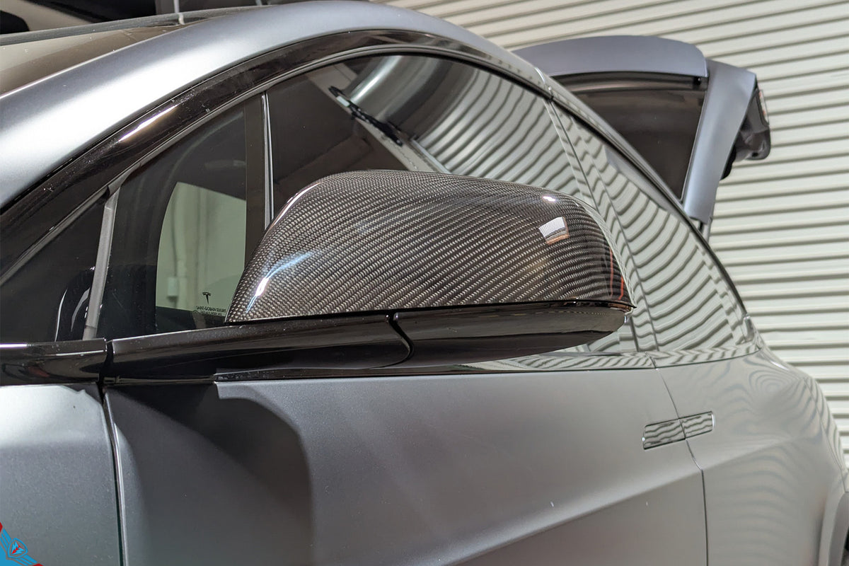 Tesla Model X OEM Overlay Dry Carbon Fiber Mirror Covers FYBR Aero