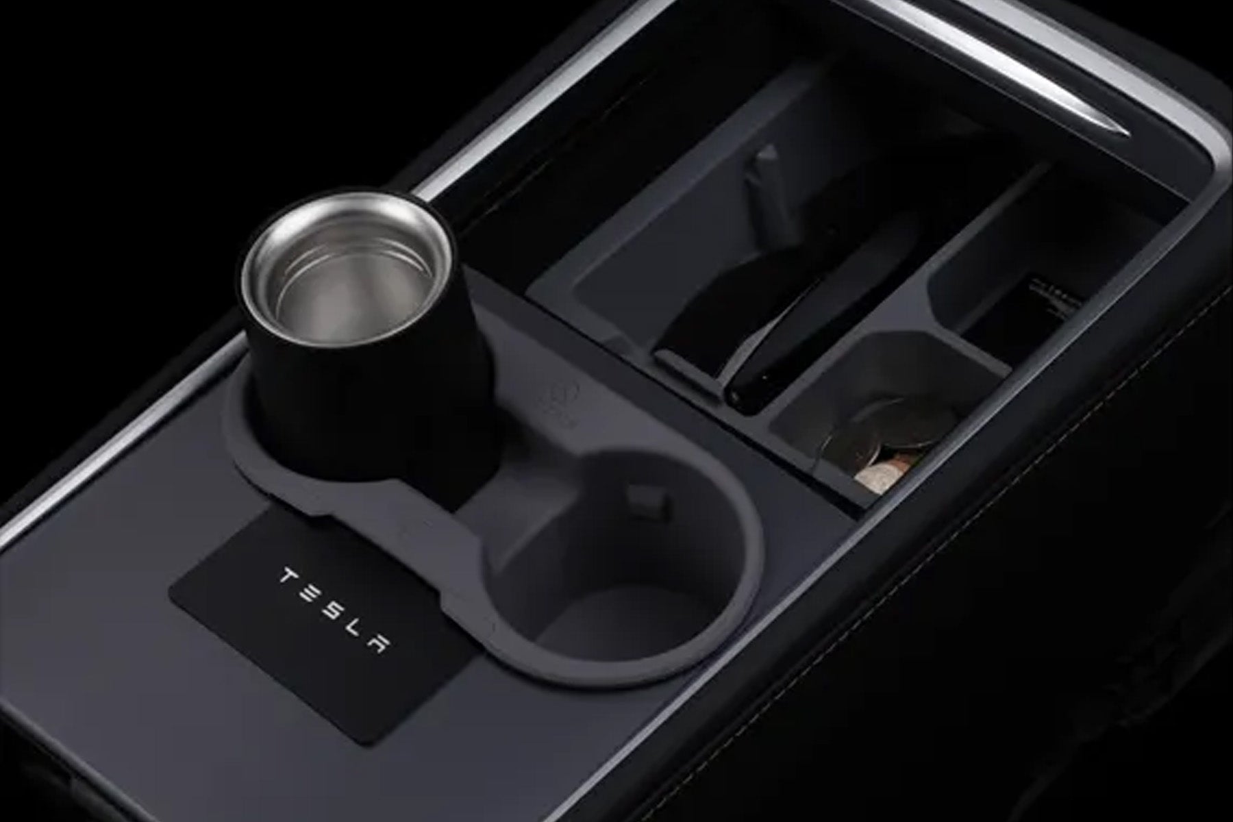 2017-2024 Tesla Model 3 & Model Y (MK1) Interior Accent Silicone Center Console Cup Holder | HALOBLK
