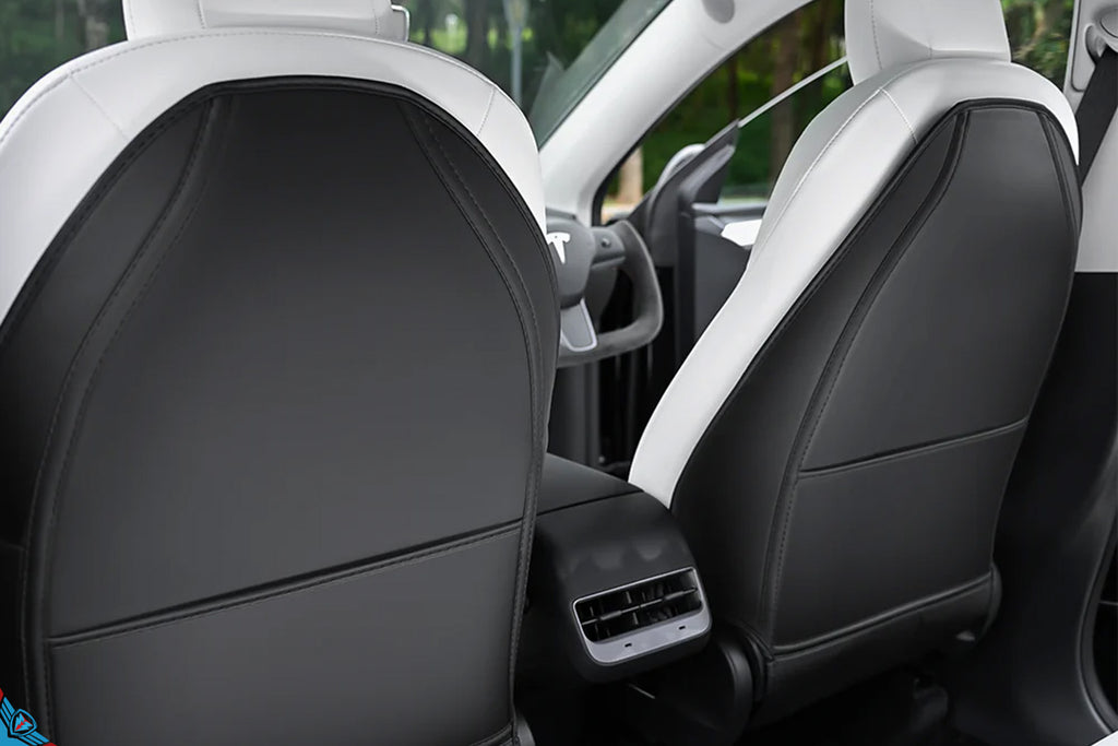 2017-2026 Tesla Model 3, Y, S & X (All Gen) Premium Leather Seat Back Protector Covers | HALOBLK