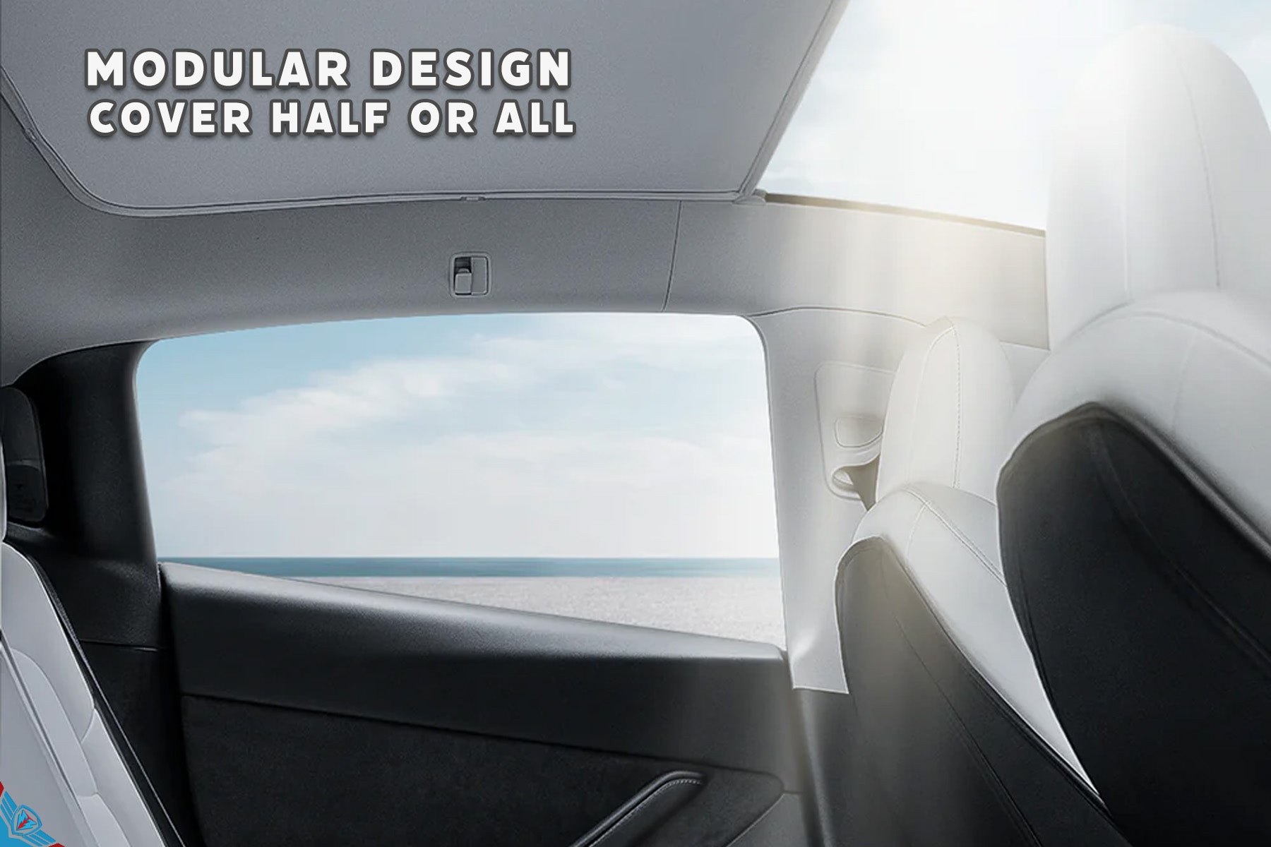 Voyager 2 Modular Glass Roof Sunshade for Tesla Model 3 / Y | HALOBLK