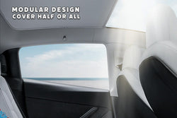 2019-2025 Tesla Model 3 (Highland) & Model Y (1st-Gen) Voyager 2 Modular Nano Ice Crystal Silk Glass Roof Sunshade | HALOBLK