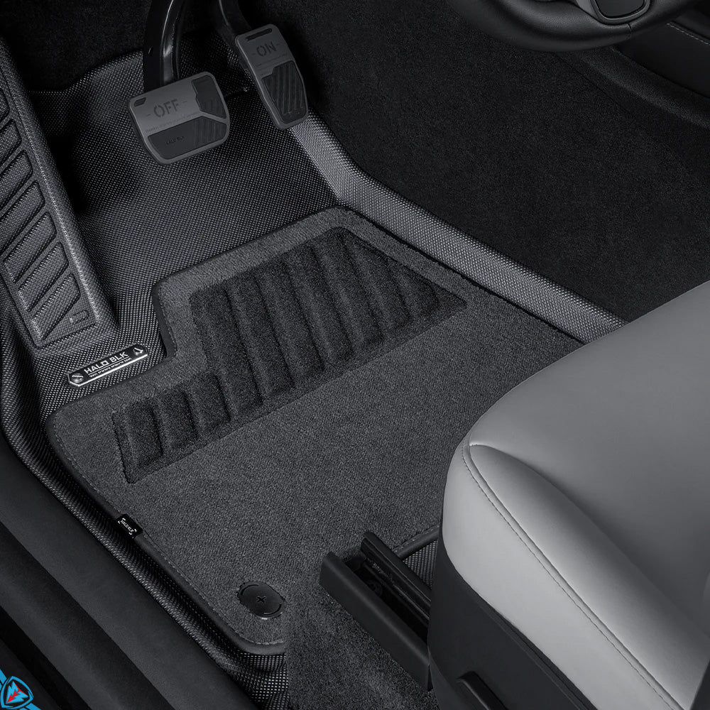 Tesla Model Y Custom Fit Dual Layer Floor Mats (1st & 2nd Row) | HALOBLK